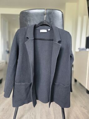 Rafaella Black Open-Front Knit Blazer Cardigan